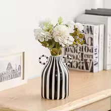 HAY Ceramic Vase High | Blue Green White Gold | Danish Design Flower Vase