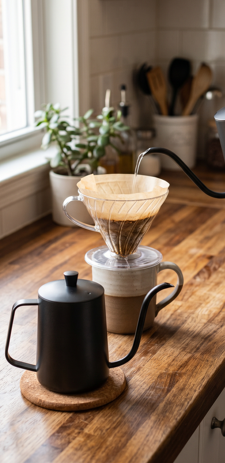 Coffee Pot gooseneck detail — precise pour, heat-resistant handle