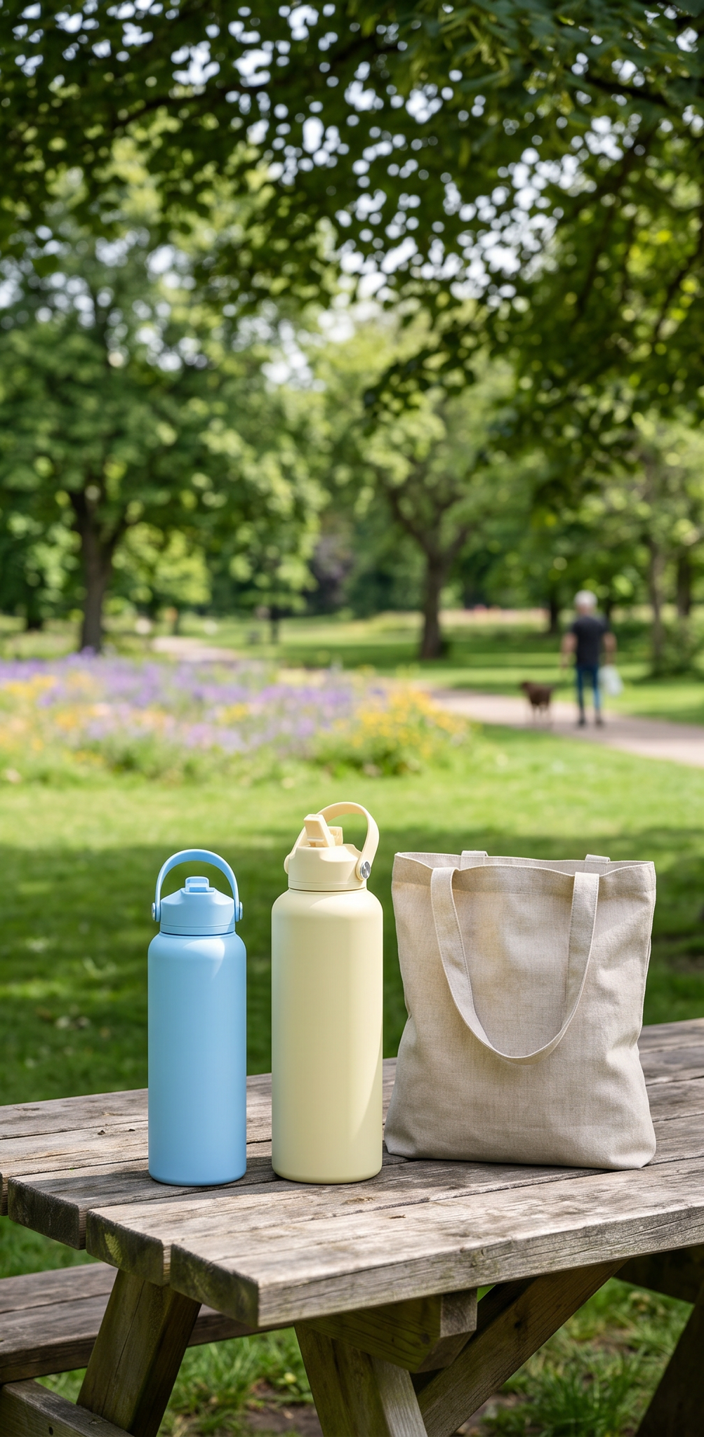 Mono Thermal Bottle Beige — stainless steel, desk-worthy | HAY