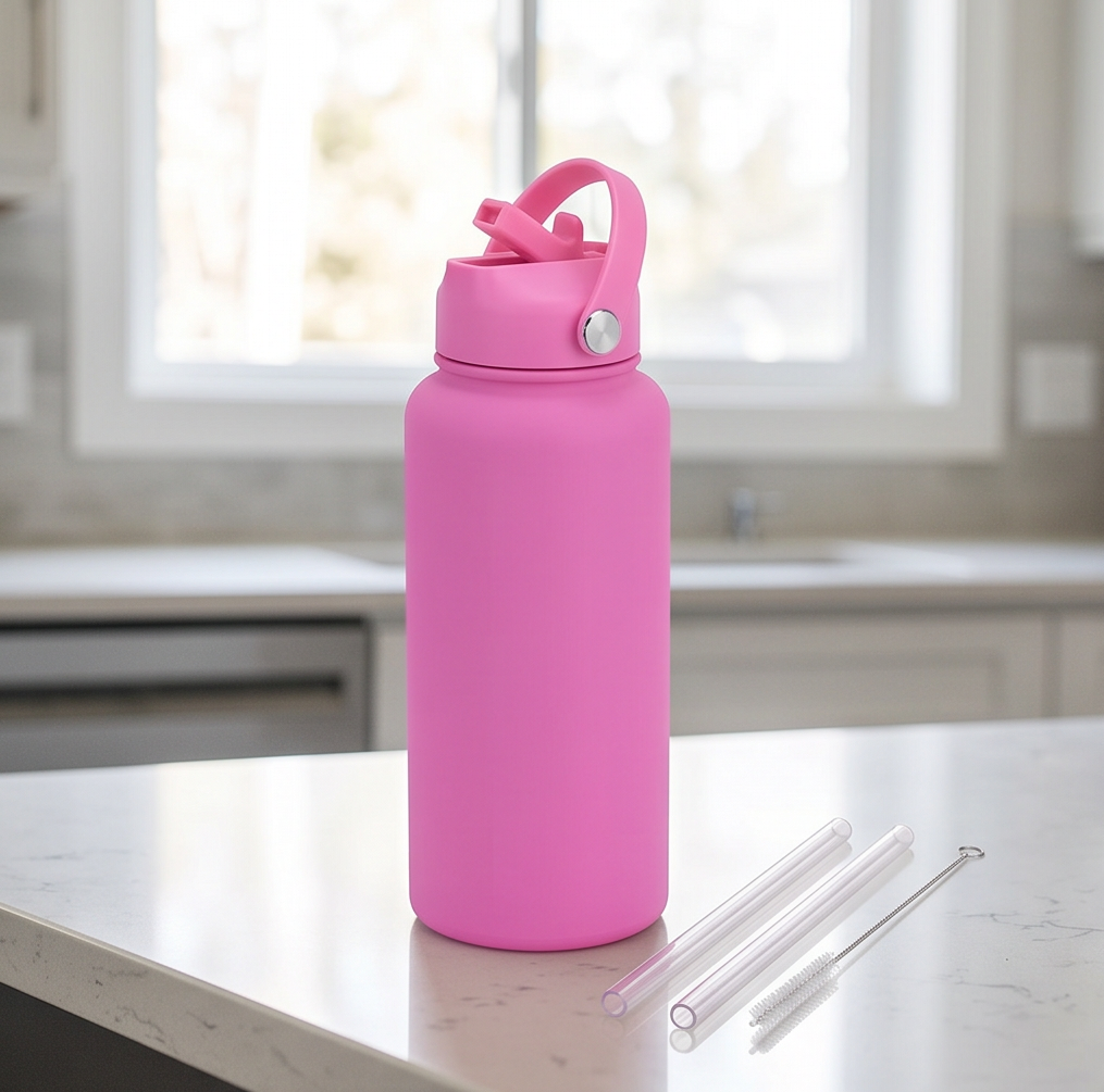 HAY Mono Thermal Bottle 0.6L | 12h Hot 24h Cold | Pink Blue Beige | Stainless Steel