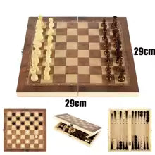 HAY Chess Set 3-in-1 | Chess Draughts Tic-Tac-Toe | Solid Wood Board | Gift