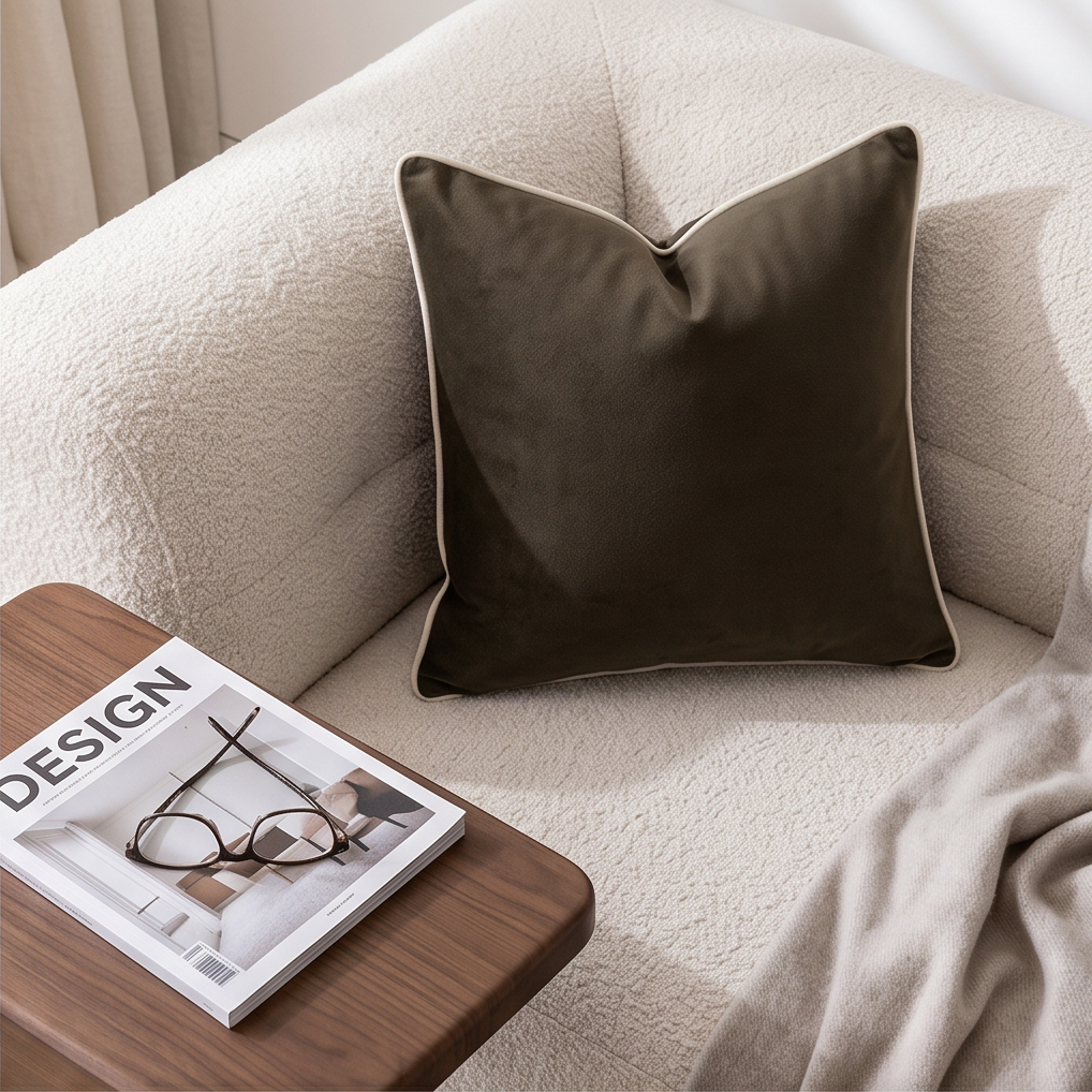HAY Outline Cushion Coffee | 45x45cm | 100% Cotton Removable Cover | Dark Brown