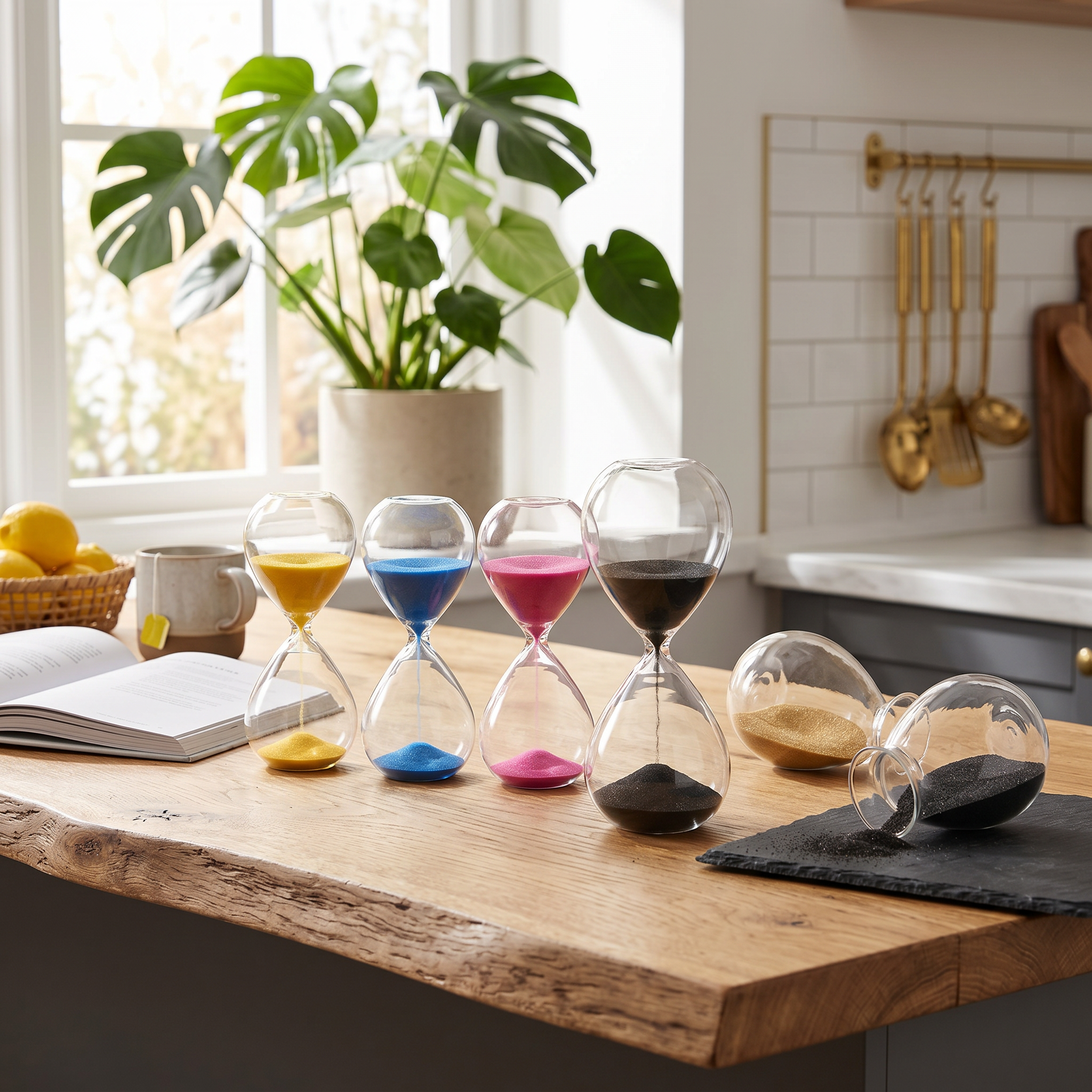 Time Hourglass in home — tinted glass, brass details | HAY