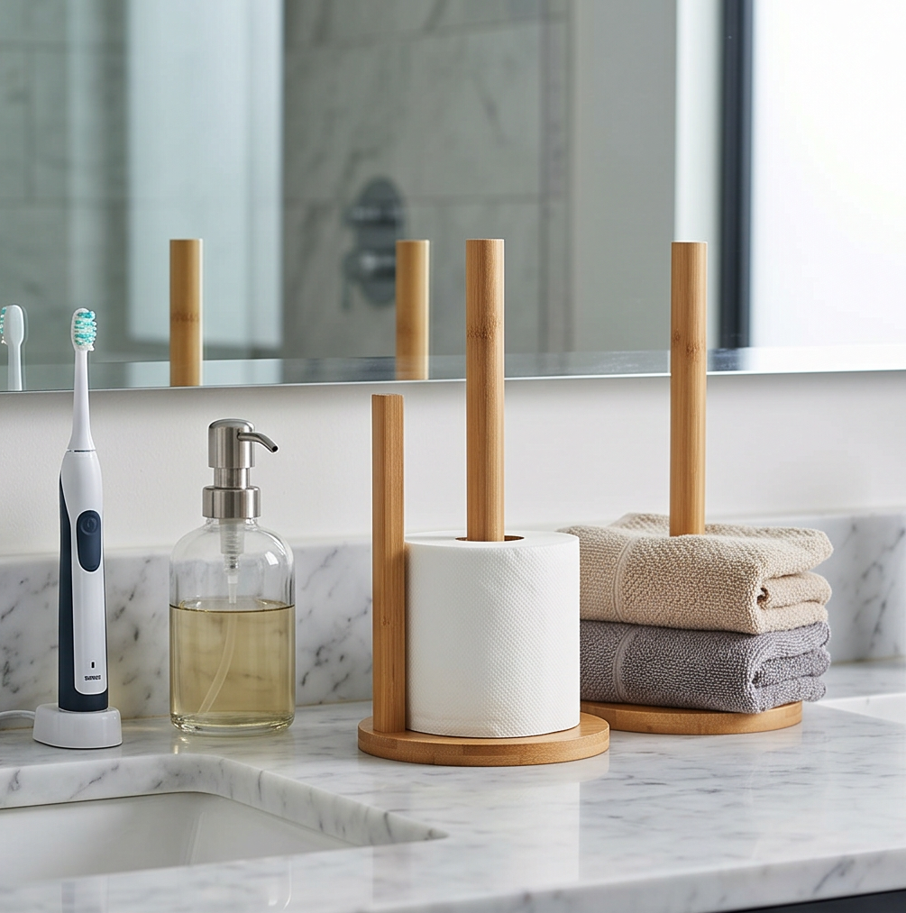 HAY Porter Kitchen Roll Holder | Solid Oak | Countertop Paper Towel Holder