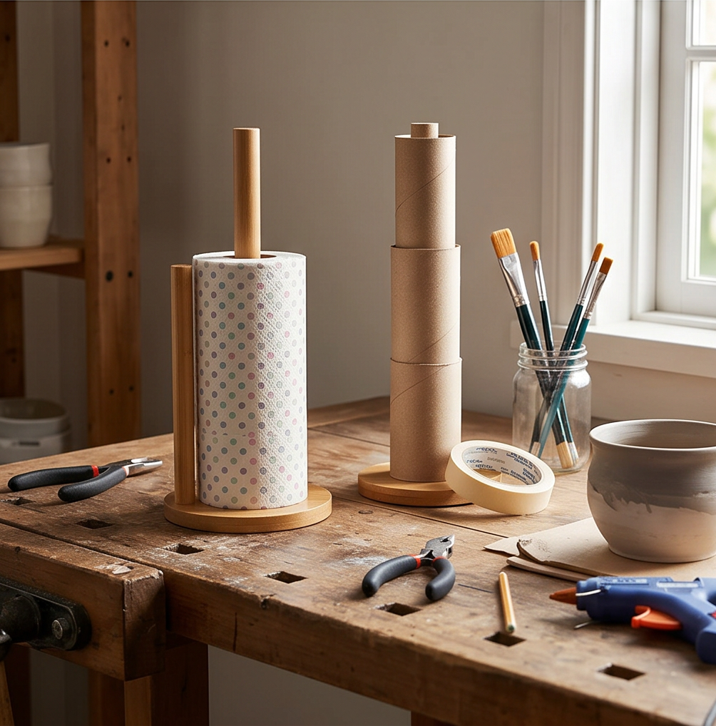 HAY Porter Kitchen Roll Holder | Solid Oak | Countertop Paper Towel Holder