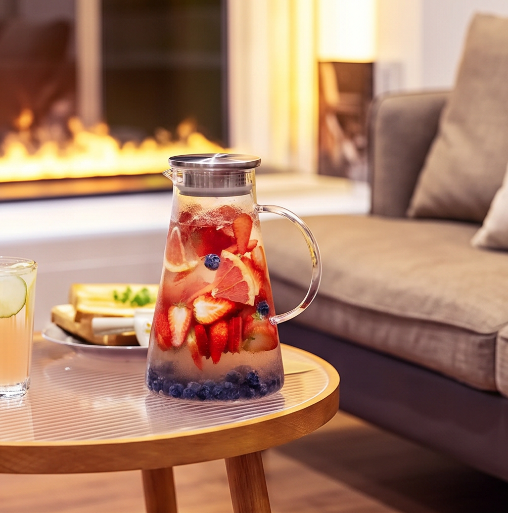 HAY Glass Jug 1.7L with Built-In Infuser | Borosilicate | Fruit & Herb Water Jug