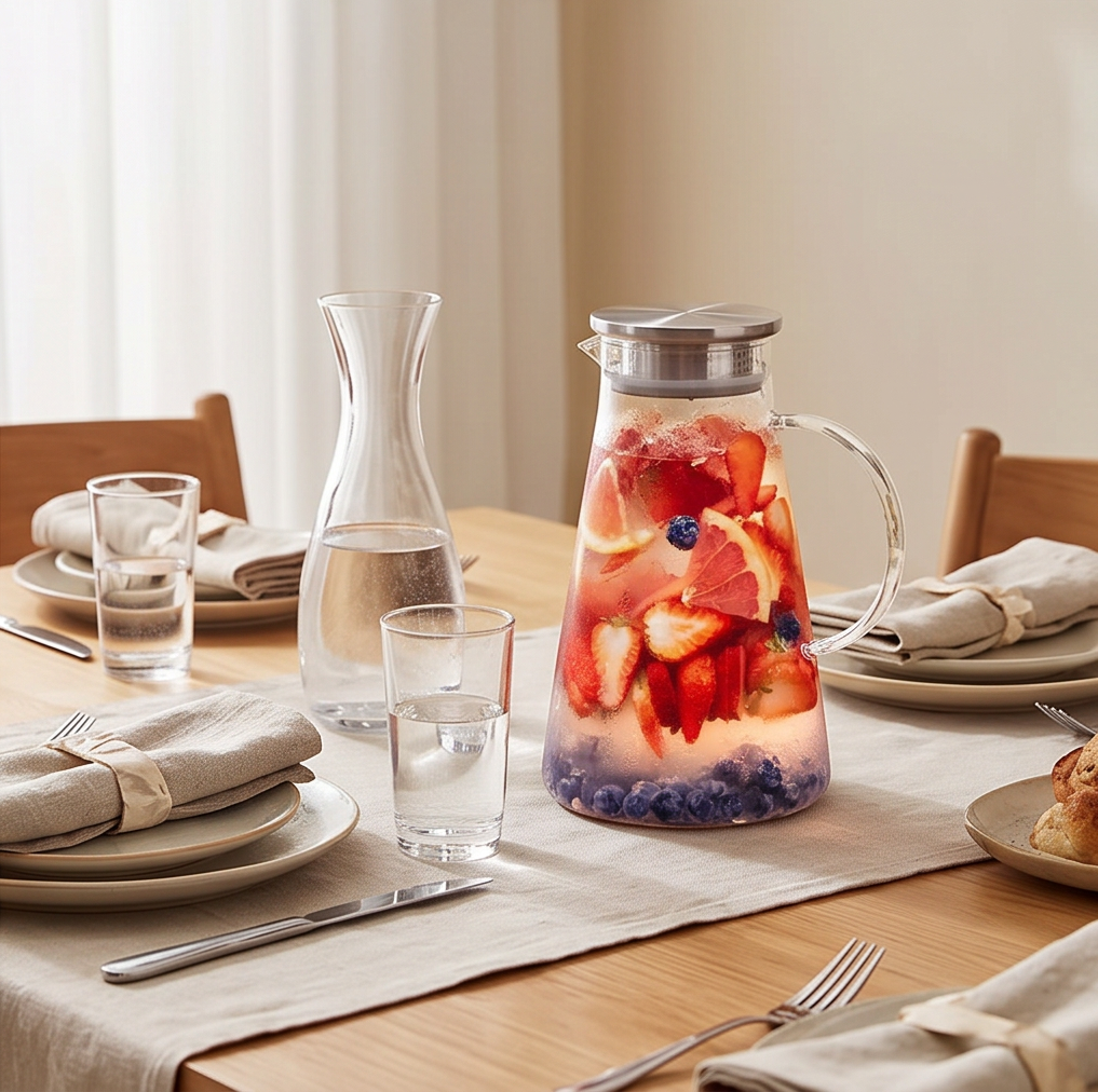 HAY Glass Jug 1.7L with Built-In Infuser | Borosilicate | Fruit & Herb Water Jug