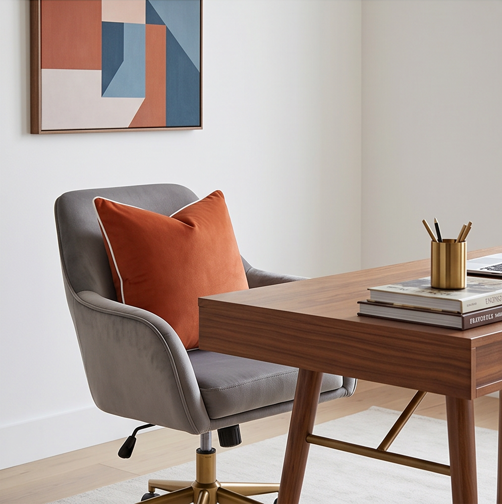 Outline Cushion Orange — warm bold colour, white piped trim | HAY