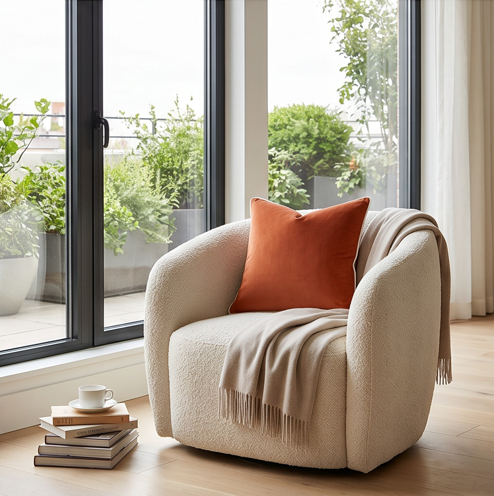 Outline Cushion Orange — burnt orange, cotton-linen, 50×50cm | HAY