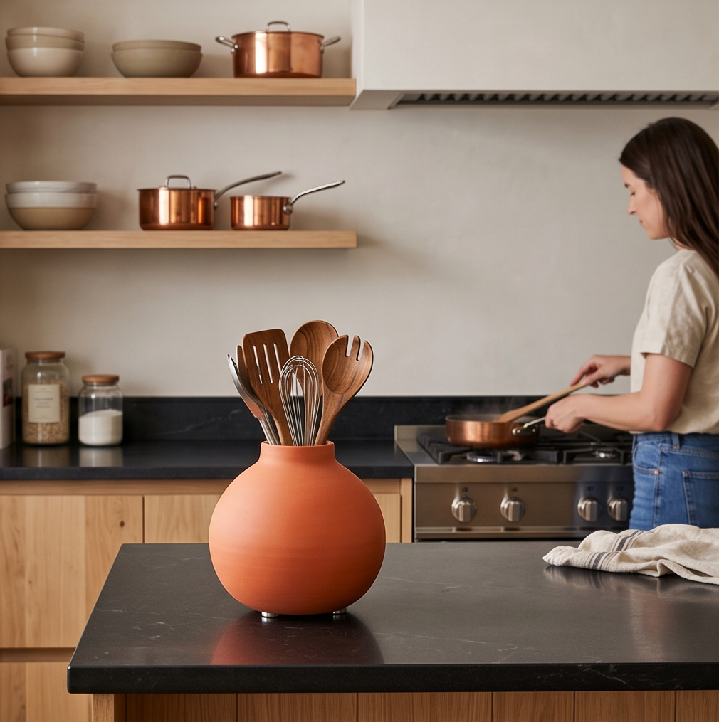Facade Vase Terracotta — handcrafted, 16cm | HAY | Element Homeware