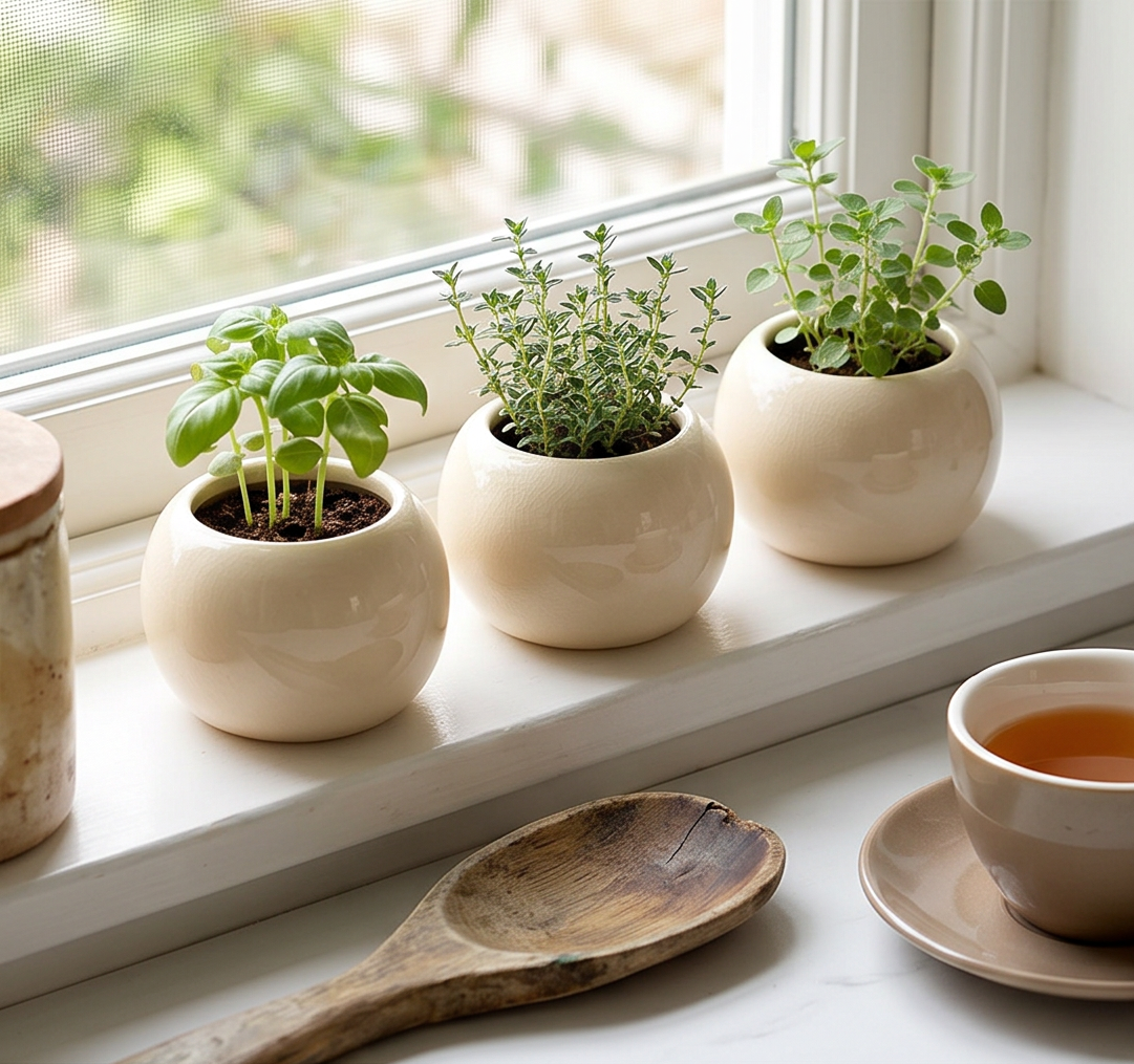 HAY Facade Ornamental Herb Pot | White Ceramic | Indoor Plant Pot 9cm