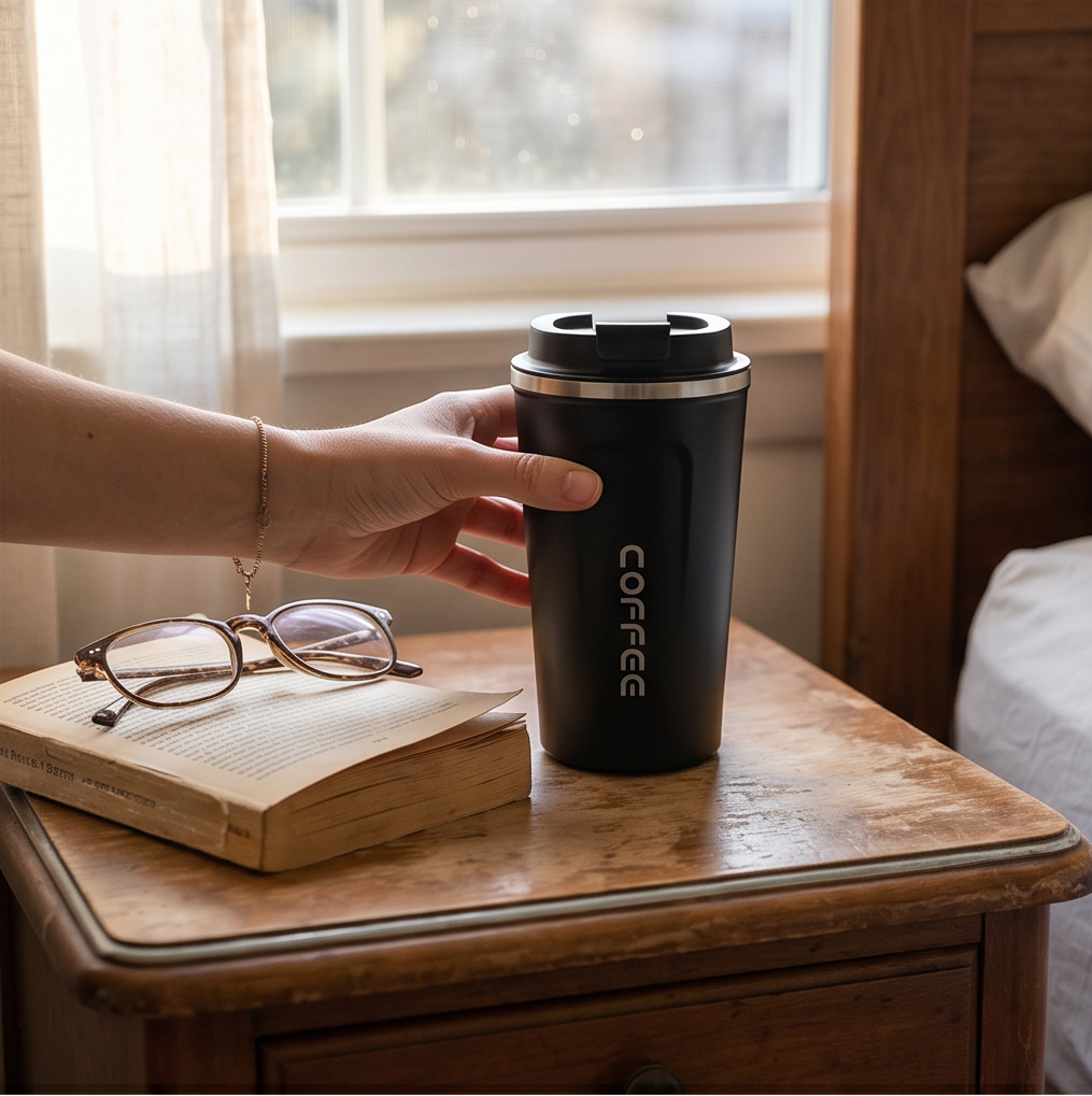HAY Travel Cup Insulated | Double-Walled Stainless Steel | Black or White | 350ml