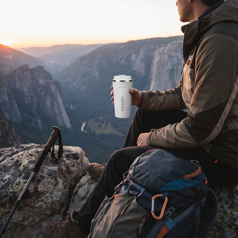 HAY Travel Cup Insulated | Double-Walled Stainless Steel | Black or White | 350ml