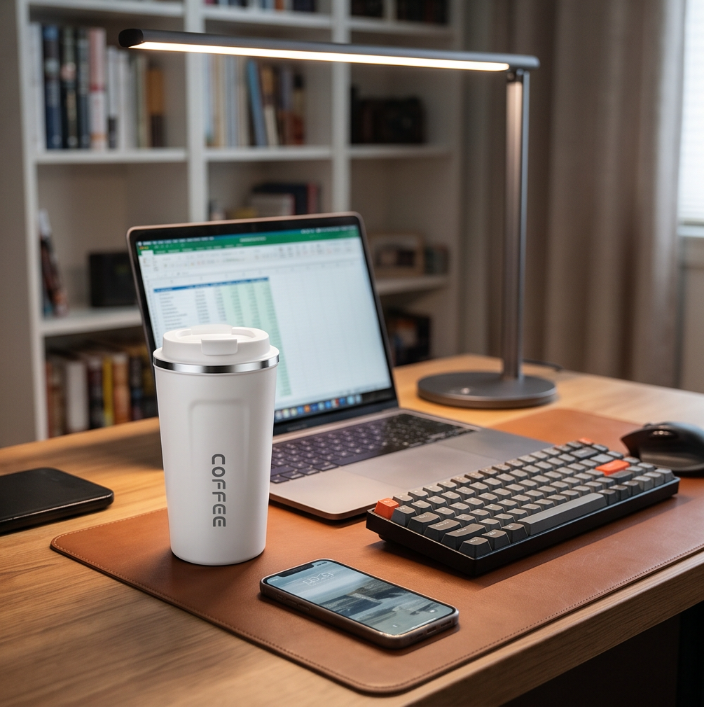 Travel Cup Black — stainless steel, 500ml, silicone base | HAY