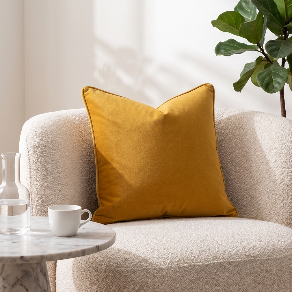 HAY Outline Cushion Amber | 45x45cm | 100% Cotton Removable Cover | Warm Gold