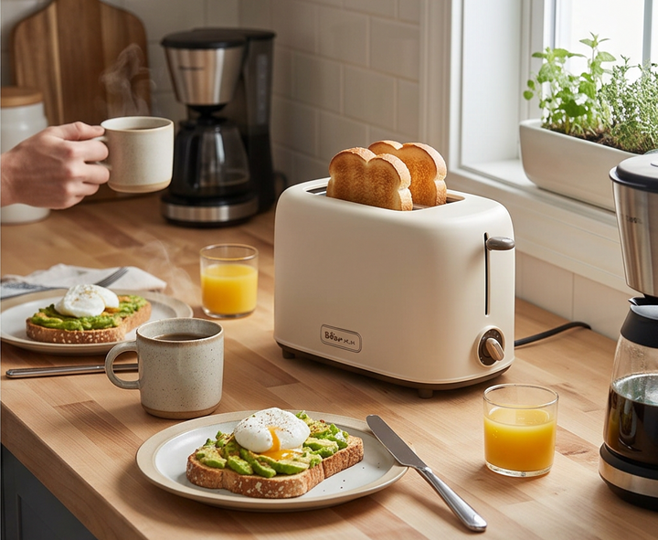 Sowden Toaster Yellow — soft-touch matte finish, wide slots